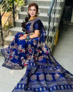 Dhupian Silk Afshan and Screen Print Saree with Blouse Piece