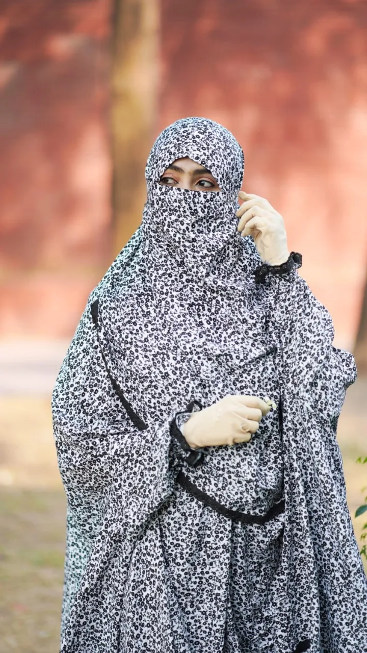 Women's Soft Linen Khimar Set with 30 Inch Niqab