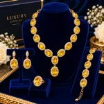 Premium Oval Topaz Bridal Jewelry Set