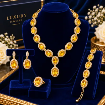 Premium Oval Topaz Bridal Jewelry Set