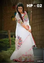 Half Silk Saree with Hand Printed Design, 12 Haath