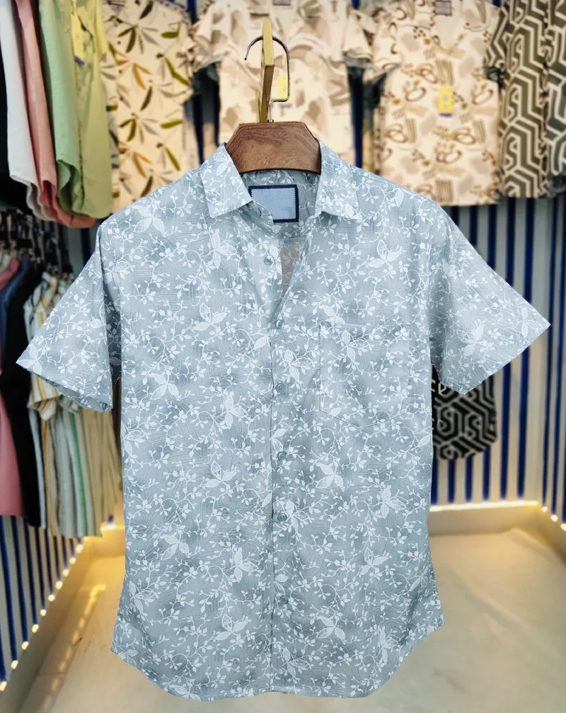 Men's Pure Cotton Half Sleeve Print Shirt with One Pocket
