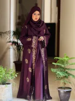 Jafran Flix Koti Borka with Embroidery, Stone Work and Hijab