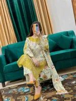 Women's Pure Cotton Embroidered Three Piece, 6 Colours