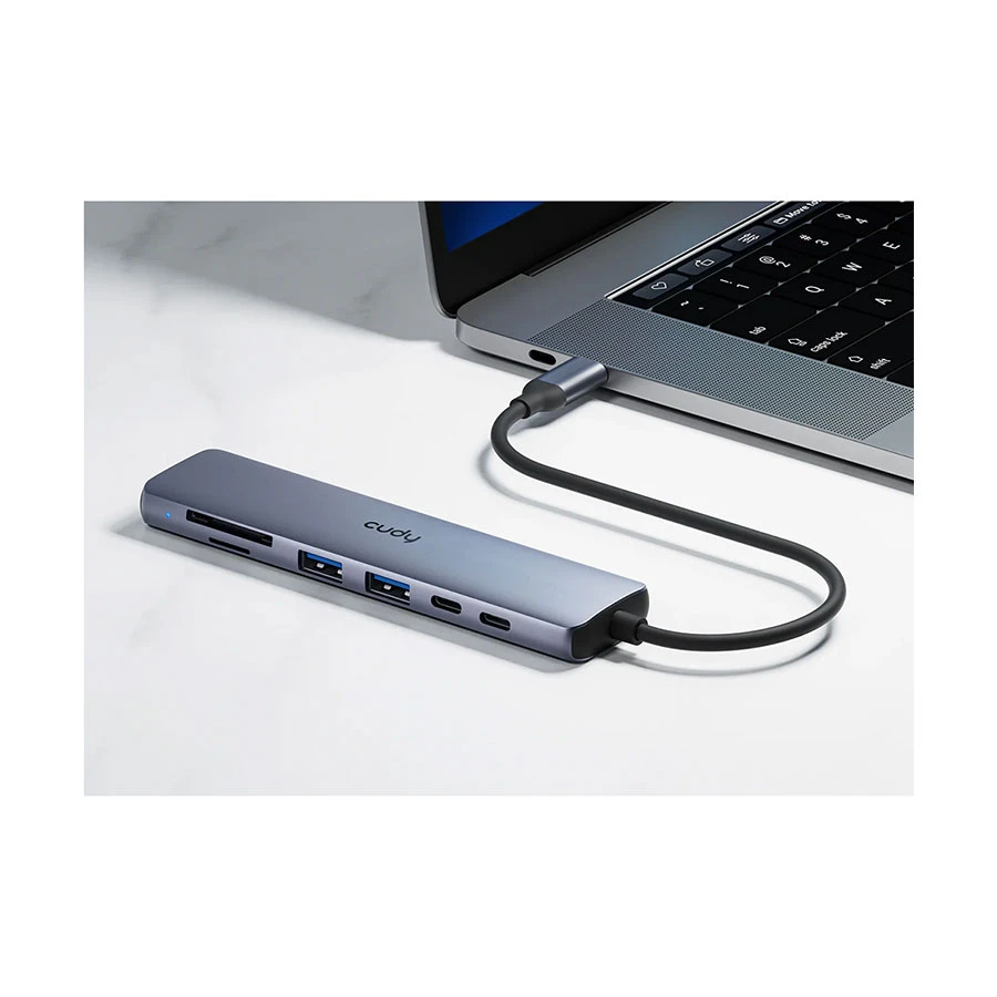 Cudy UH407 USB-C to HDMI, Dual USB 3.2, Type-C, PD, TF & SD Hub