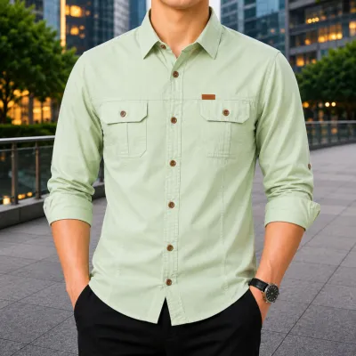 Men's Full Sleeve Panel Shirt in Soft Cotton, 6 Colour Choices