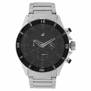 Fastrack NS3072SM01 Big Time Quartz Chronograph Black Dial Stainless Steel Strap Watch