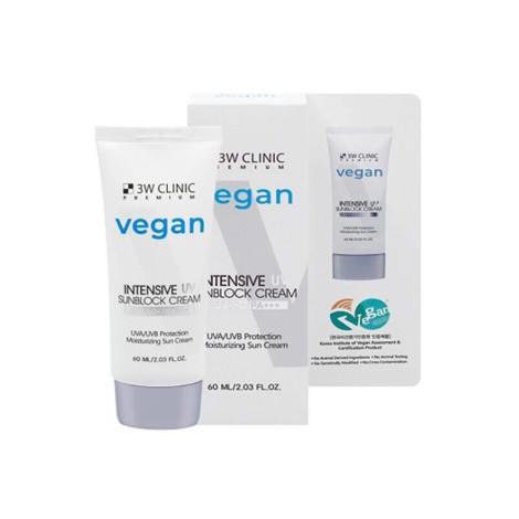 3W Clinic Vegan Intensive UV Sunblock Cream SPF50+ PA++ 60ml (Korea)