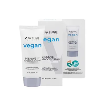 3W Clinic Vegan Intensive UV Sunblock Cream SPF50+ PA++ 60ml (Korea)