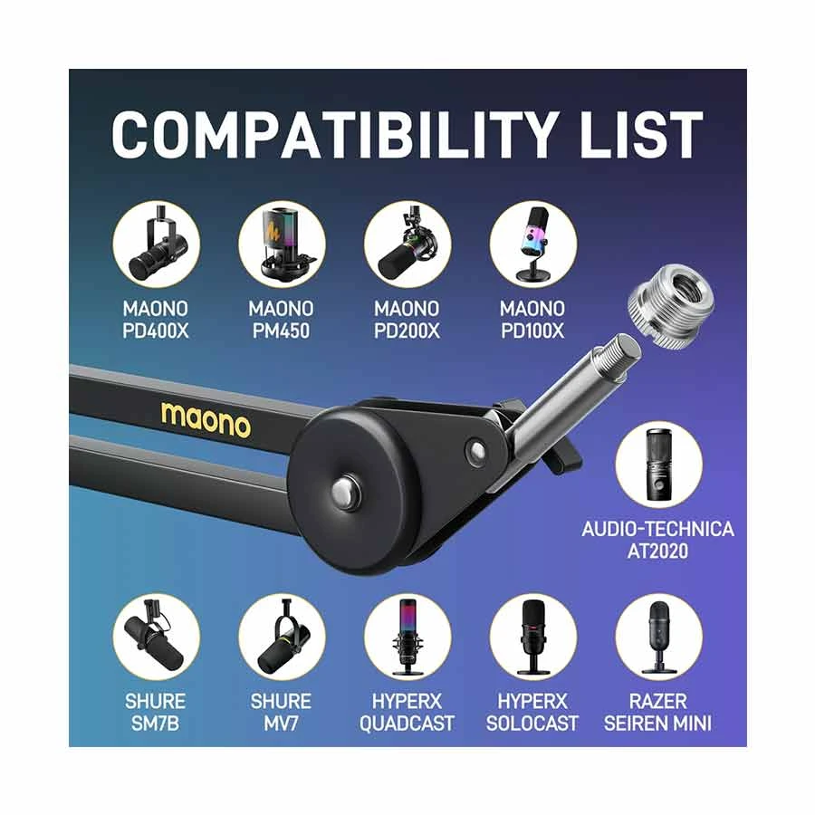 Maono BA37 Black Microphone Suspension Boom Arm Stand
