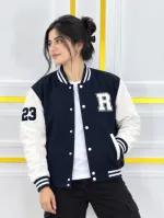 Brushed Cotton Varsity Jacket for Men and Women, Sizes M to XL