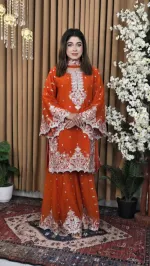 Georgette Embroidered Gharara Set with Lined Pant, 6 Colours