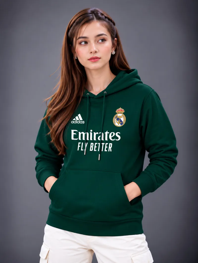 Women's Semi Baggy Pure Cotton Hoodie with DTF Print, 330-350 GSM