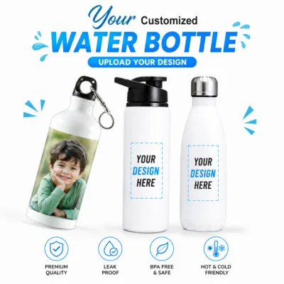 Customizable 500ml White Aluminum Water Bottle – Lightweight Glossy Finish Personalized Sports Bottle with Carton Box