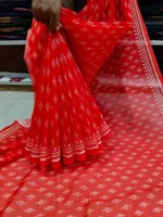 Chanderi Silk Saree with Printed Body and Border Work, Blouse Piece