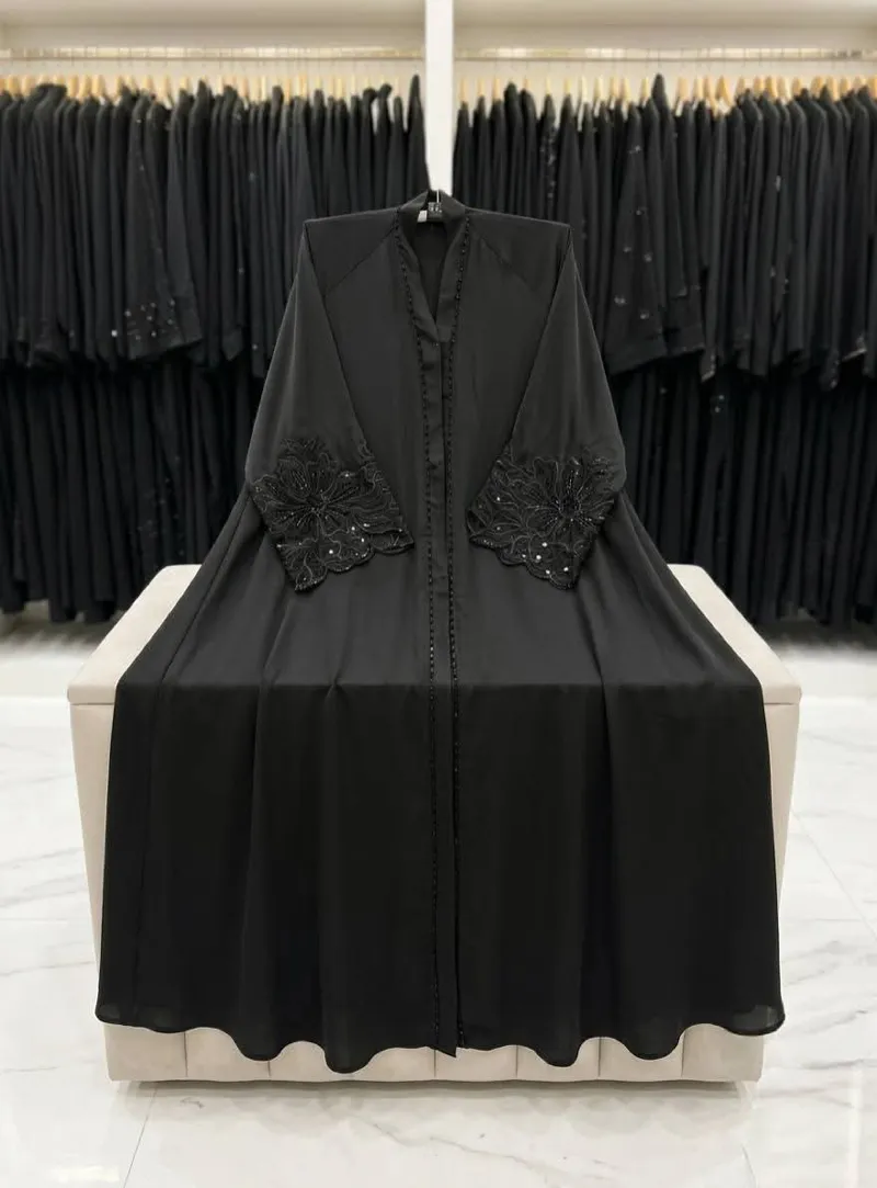Abaya Borka with Lace Work, Sizes 50 to 56, 5 Colours