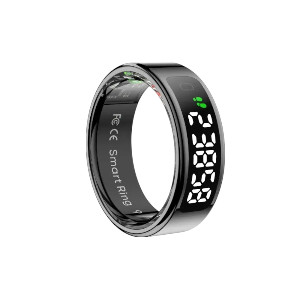 COLMI R12 Smart Ring with Display Screen and Touch – Black (Ring Size – 10)