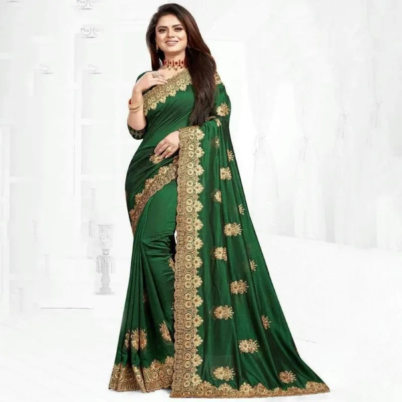 Georgette Saree with Full Body Embroidery and Blouse Piece