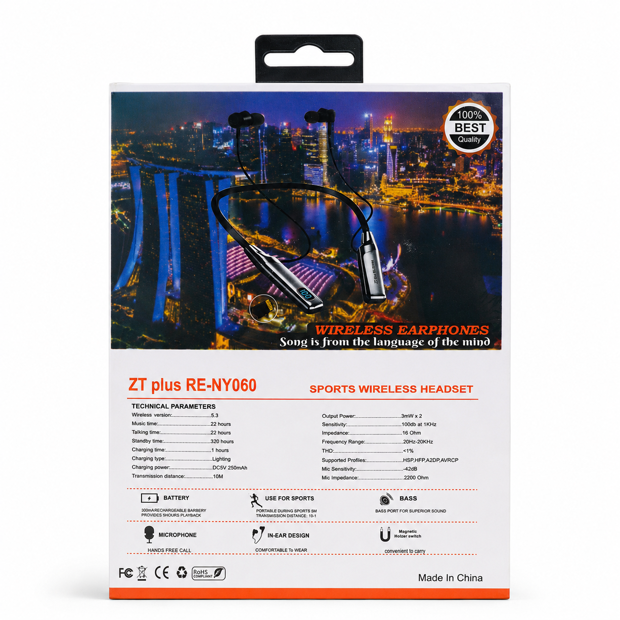 ZT Plus 200 Hours Wireless Headset Neckband