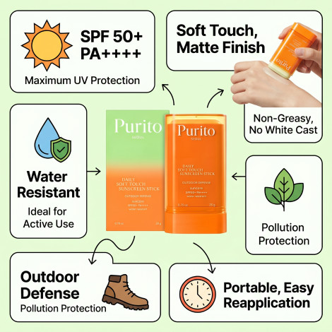 Purito Daily Soft Touch Sunscreen Stick SPF50+ PA+++ 20g (Korea)