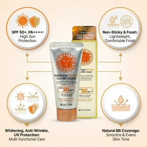 3W Clinic Intensive Dr.Kim Sun BB Cream SPF50+ PA++++ 50ml (Korea)