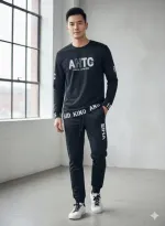 Men's Full Sleeve 180 GSM Mesh Tee and Suit Cloth Trouser, 4 Colours