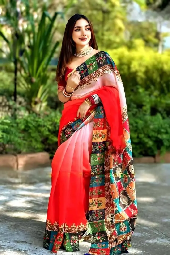 Chanduri Soft Silk Saree with Stone Work and Digital Print