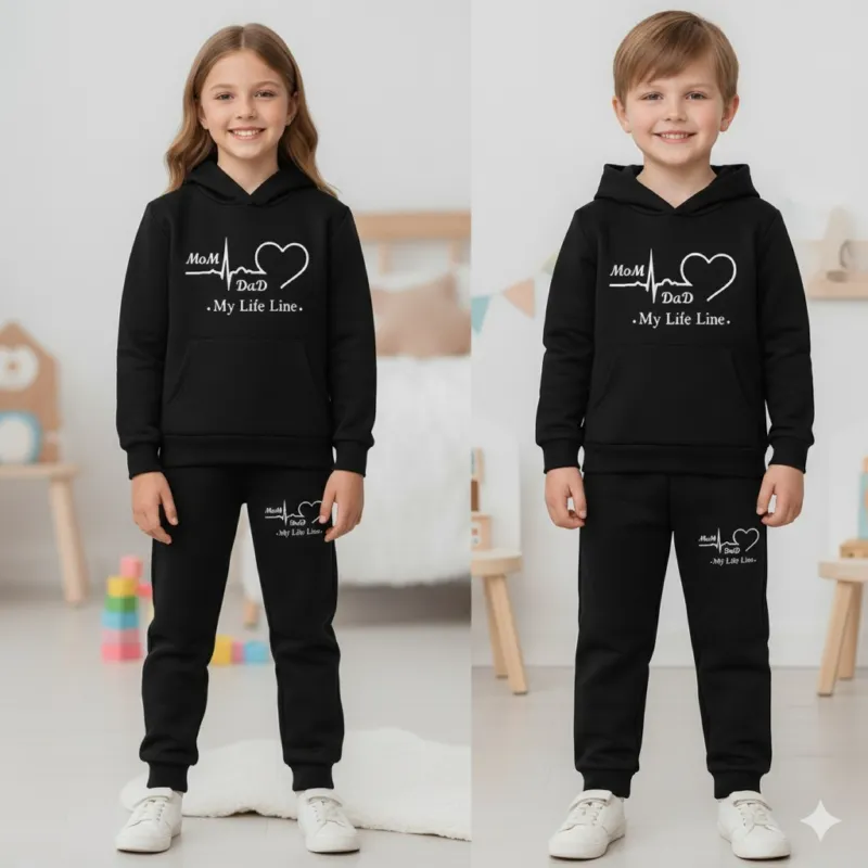 Kids DTF Print Hoodie and Pant Set, 6 Colours, 1 to 10 Years
