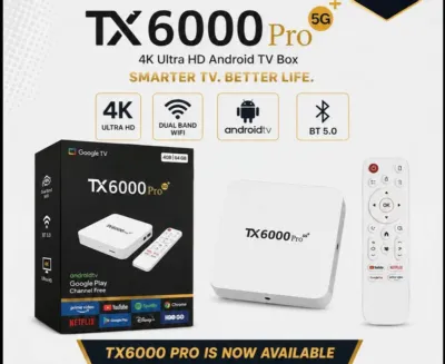 TX6000 Pro 5G Google TV Box – Android 15.0, 16GB RAM, 256GB, 4K Ultra HD