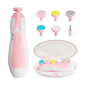 Glopole Baby Nail Trimmer File with Light Battery Operated Safe Electric Nail Clippers Kit (AA)