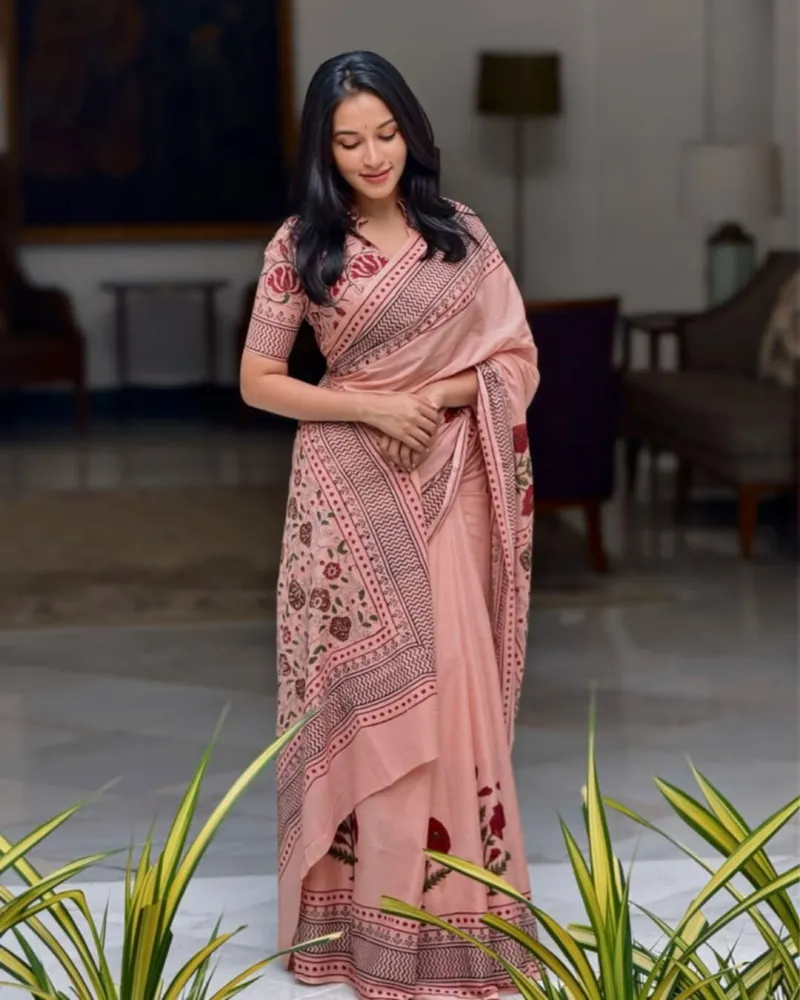 Digital Print Parsha Saree with Tassel Anchal, 6 Colours