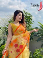 Women's Half Silk Saree with Hand Brush Paint Work