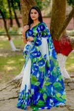 Women's Chanderi Silk Saree with Modern Digital Print, 5 Colours