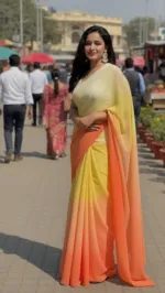 Rongdhonu Georgette Saree with Blouse Piece, 4 Colours