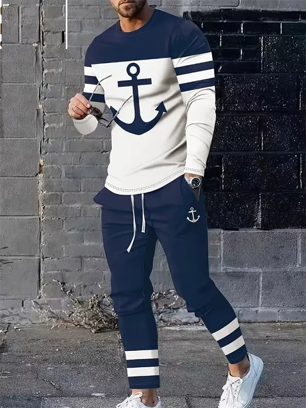 Men's Mesh Jersey Long Sleeve Tee and Trouser Set, 5 Colours