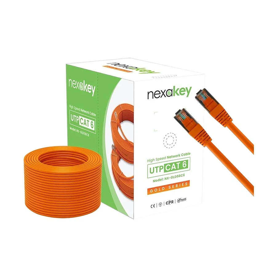 NexaKey NX-GLD56C6 Cat-6 UTP, 100 Meter, Orange Network Cable