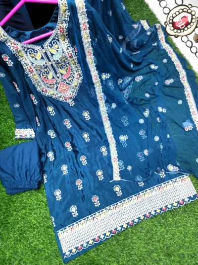 Readymade Crepe Chinon Georgette Three Piece, Sizes 40 to 44