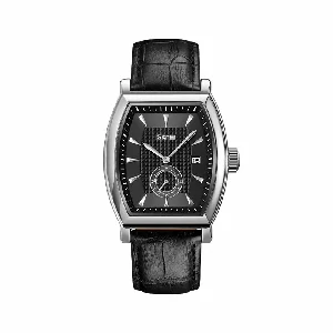 Skmei 9306 Quartz Leather Business Men’s Watch - Silver & Black