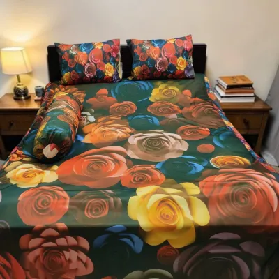 3D Print King Size Bed Sheet Set, 4 Pieces with Pillow Covers