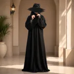 Premium Dubai Cherry Fabric: Elegant Lace Abaya Borka