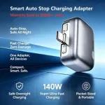 Smart Auto Stop Full Charging Adapter Overcharge Protection – AI Powered Auto Eject USB-C for Smartphone,Laptop Tablet