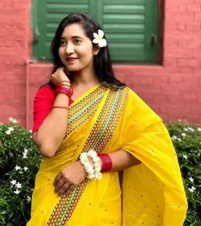 Half Silk Chumki Work Saree, 12 Haath, No Blouse Piece