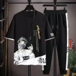 Men's Mesh Fabric T-Shirt and Full Pant Set, 6 Colours