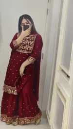 Women's AC Cotton Gharara Three Piece with Sequin Embroidery