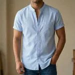Fashionable half-sleeve shirt for men ( sky)
