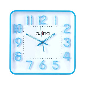 Ajina Maple Digit Square Wall Clock Blue