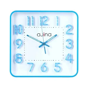 Ajina Maple Digit Square Wall Clock Blue