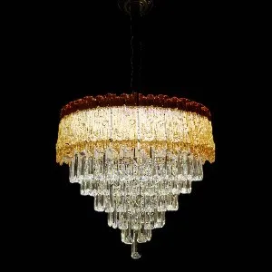 Qulik Modern Crystal Chandelier Decoration Pendant Hanging 6 layer 3 color LED Ceiling Light