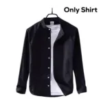 Men's Solid Colour Ban color Shirt  (Black)