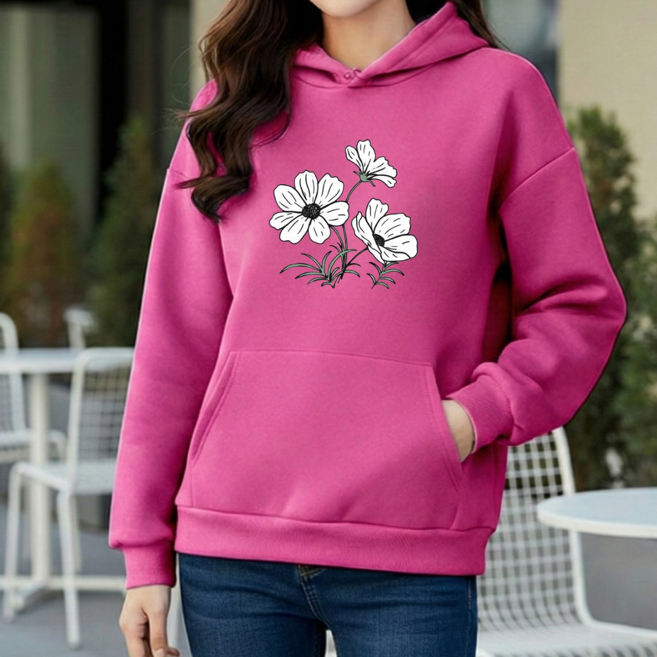Premium Comfortable Printed Ladies Winter Hoodie